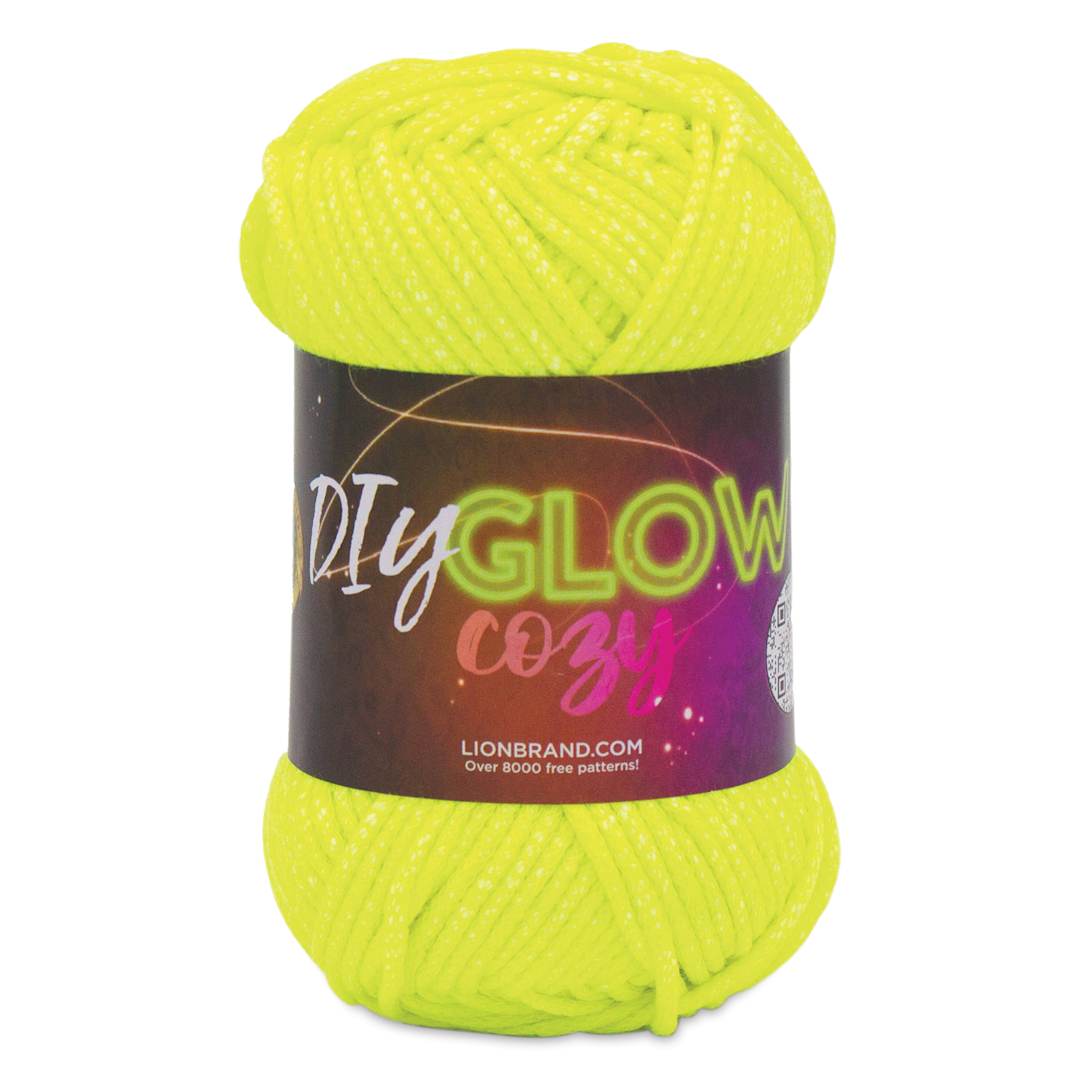Open in modal - Lion Brand DIY Glow Cozy Yarn - Neon Yellow, 79 yds