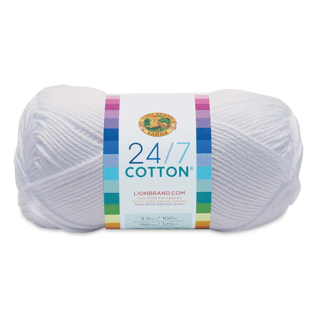 Open in modal - Lion Brand 24/7 Cotton Yarn - White, 186 yards