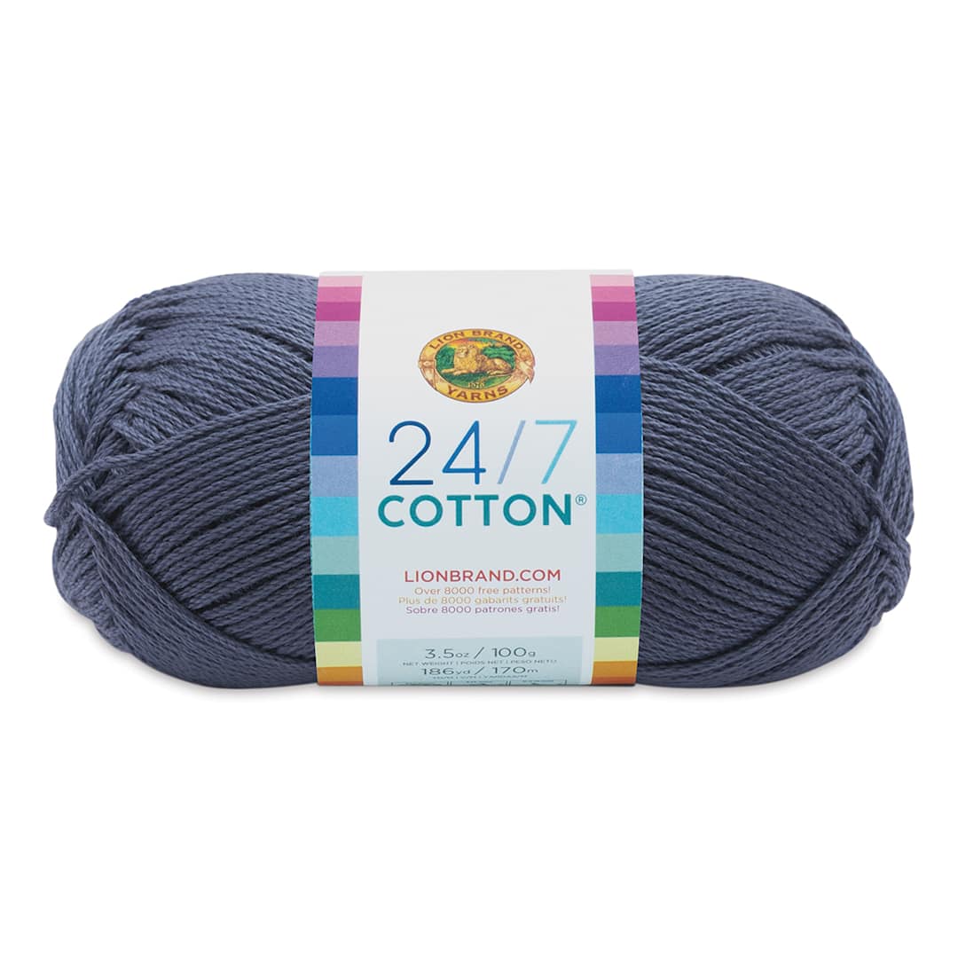 Open in modal - Lion Brand 24/7 Cotton Yarn - Denim, 186 yards