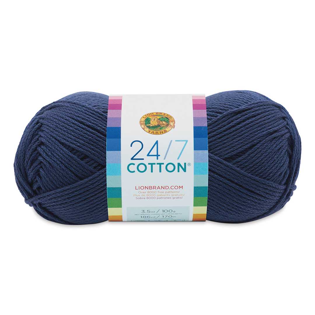 Open in modal - Lion Brand 24/7 Cotton Yarn - Navy, 186 yards