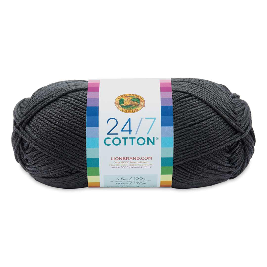 Open in modal - Lion Brand 24/7 Cotton Yarn - Charcoal, 186 yards