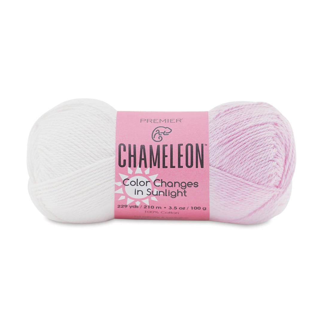 Open in modal - Premier Yarn Chameleon Yarn - White to Pink, 229 yards (Left side not exposed to sunlight, Right side exposed to sunlight)