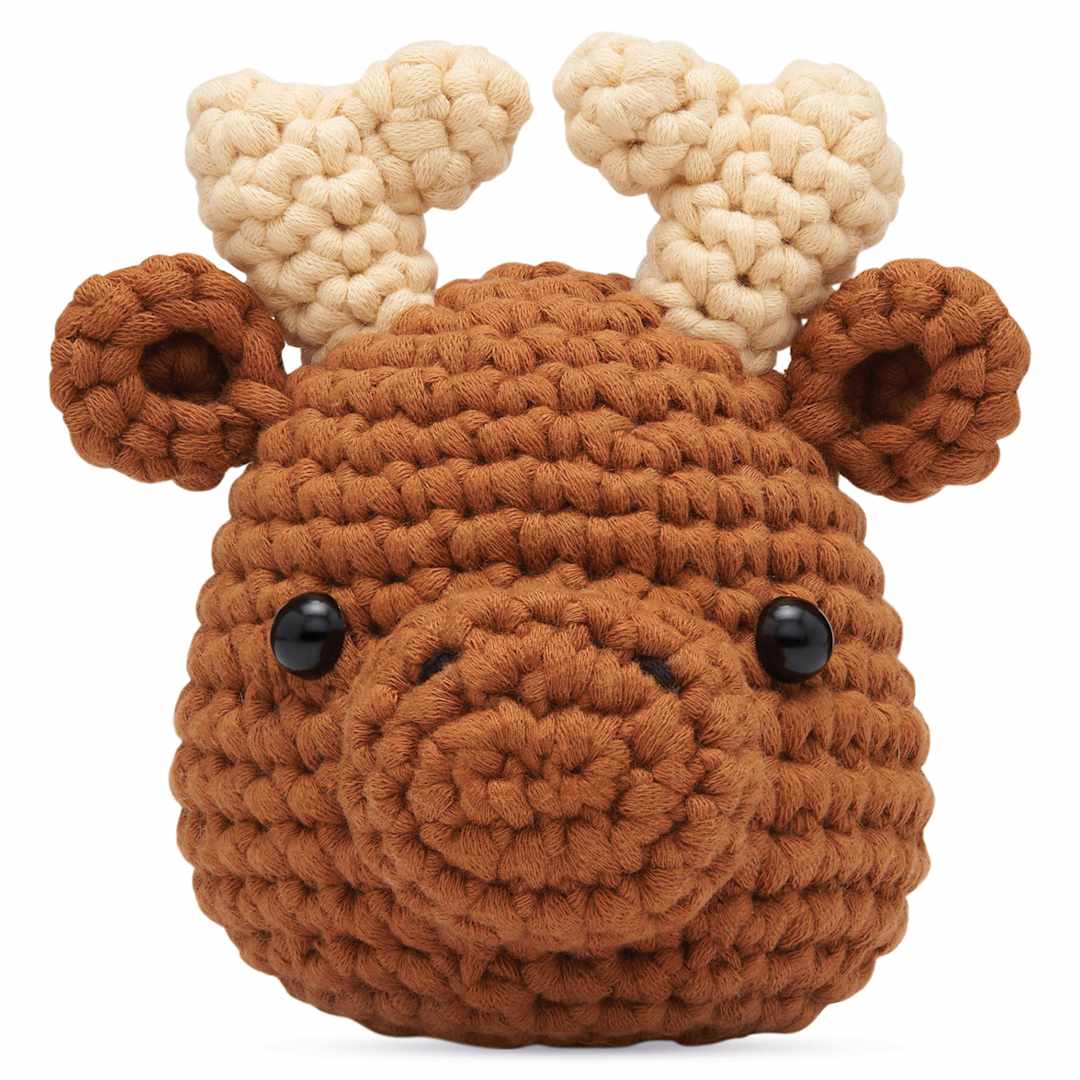 Open in modal - The Woobles Beginner Crochet Amigurumi Kit - Moose finished front
