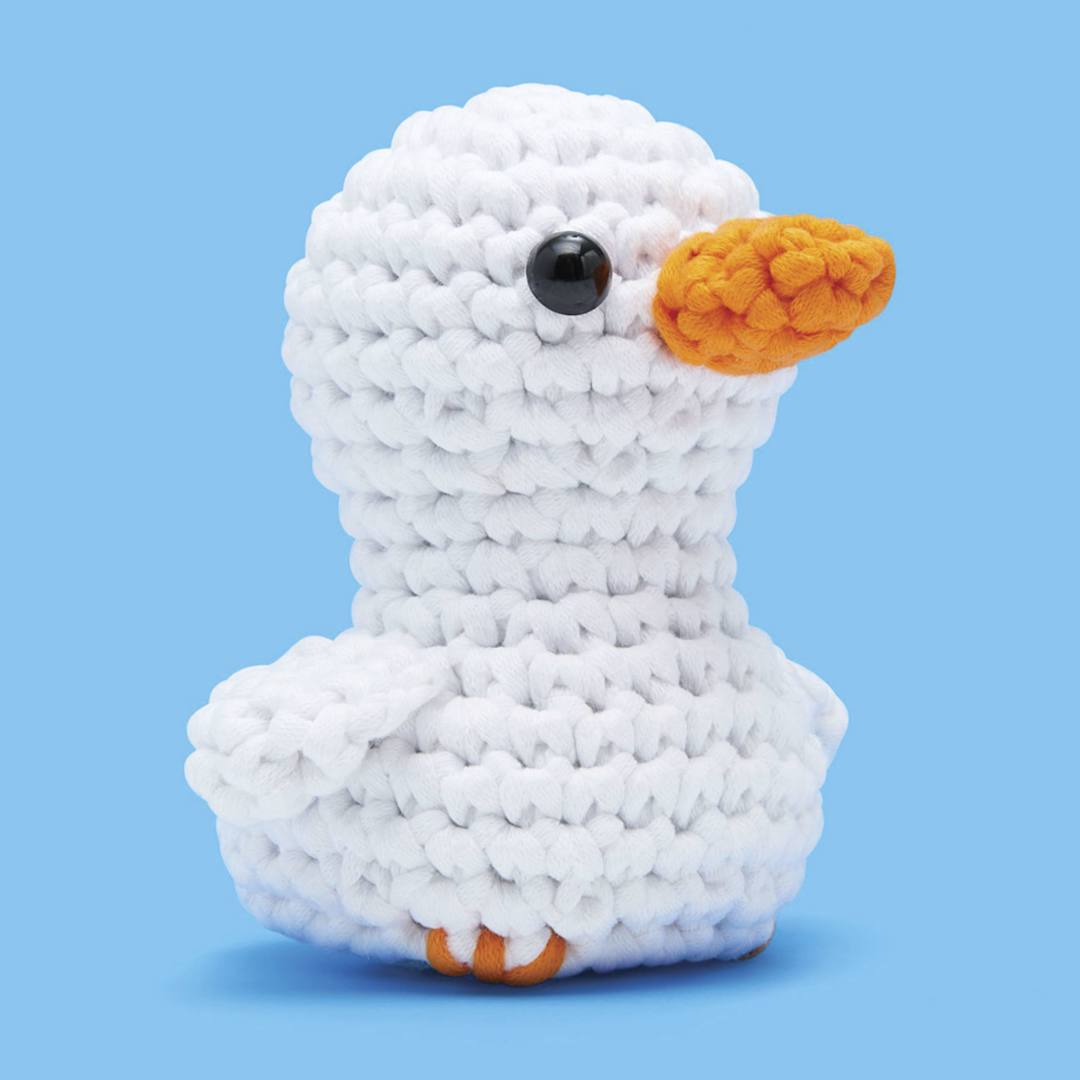 Open in modal - The Woobles Beginner Crochet Amigurumi Kit - Stu the Goose - finished example