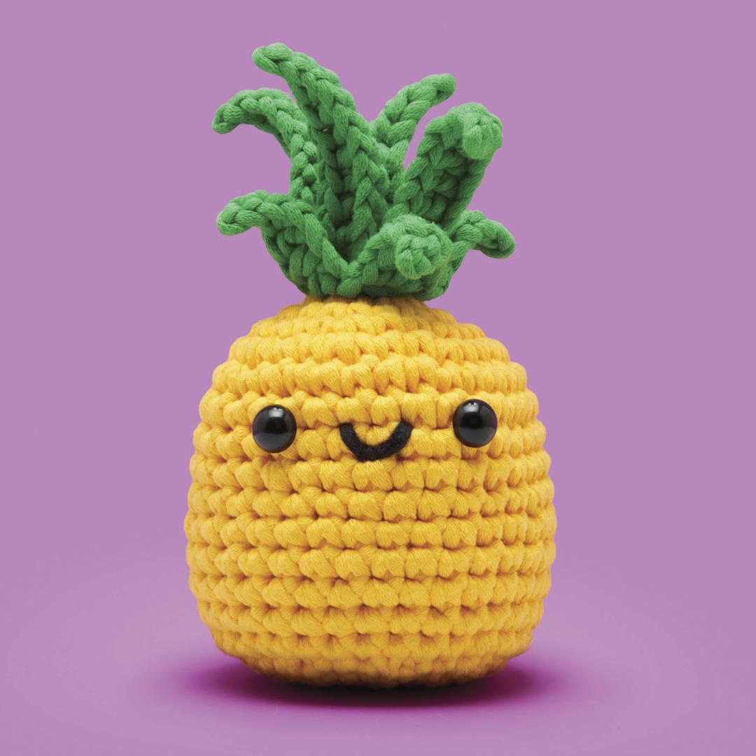 Open in modal - The Woobles Beginner Crochet Amigurumi Kit - Pinya the Pineapple - finished example