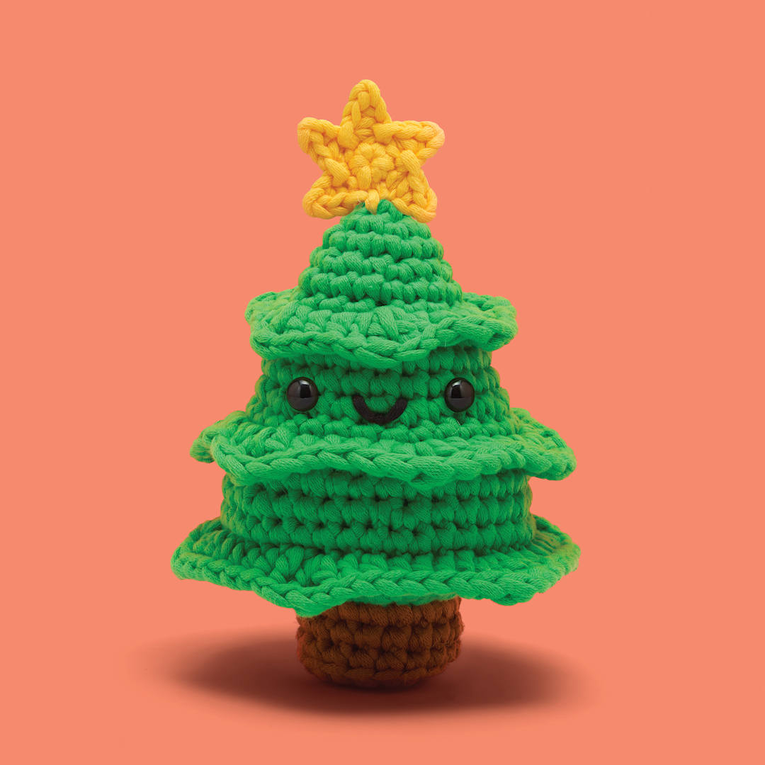 Open in modal - The Woobles Beginner Crochet Amigurumi Kit - Douglas the Fir, finished example