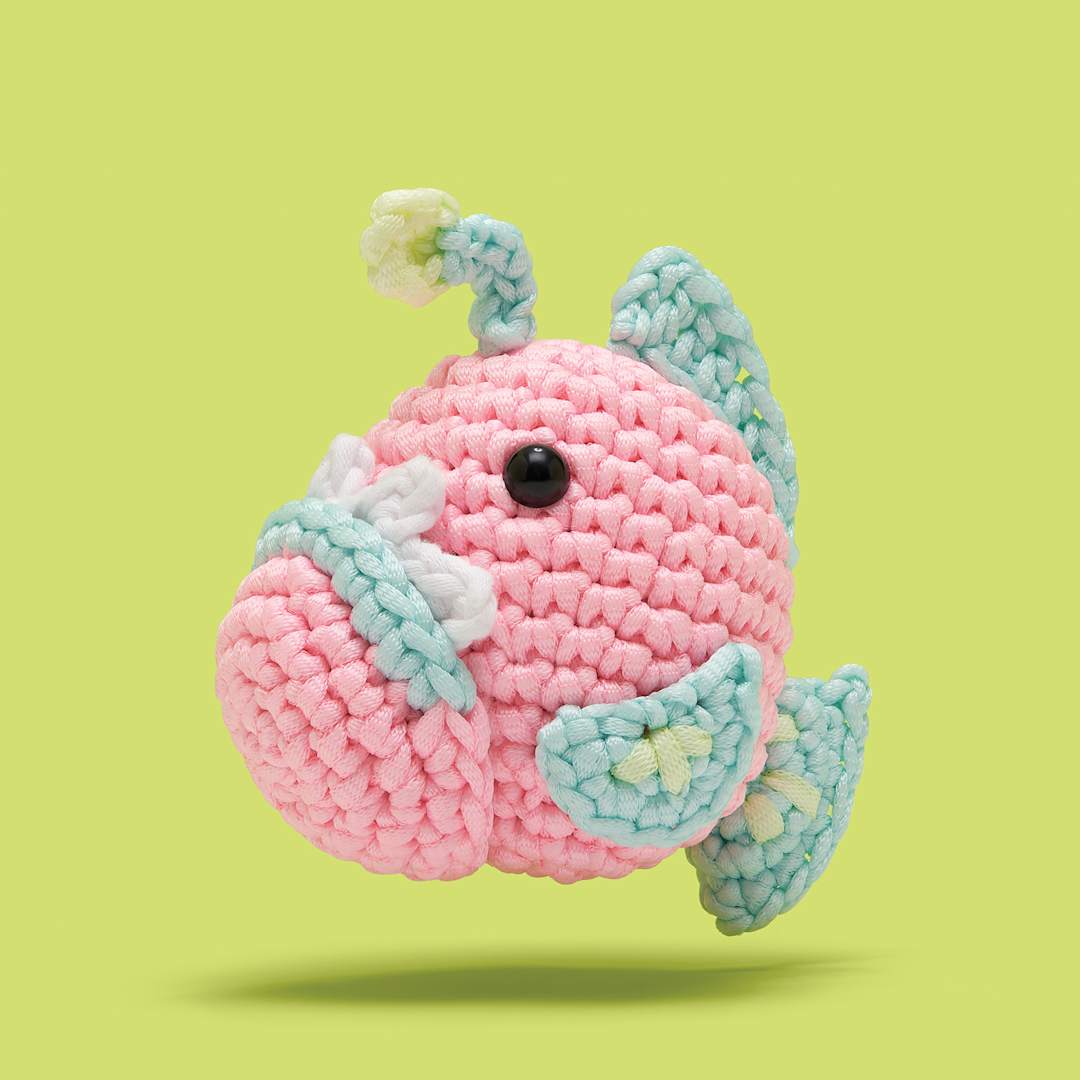 Open in modal - The Woobles Beginner Crochet Amigurumi Kit - Poe the Angler Fish