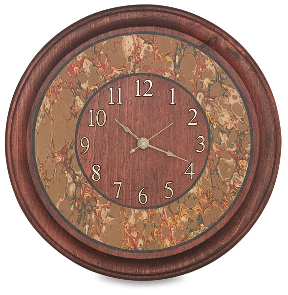 Open in modal - Walnut Hollow Pine Clock Surfaces - Finished clock with Brown marbleized border