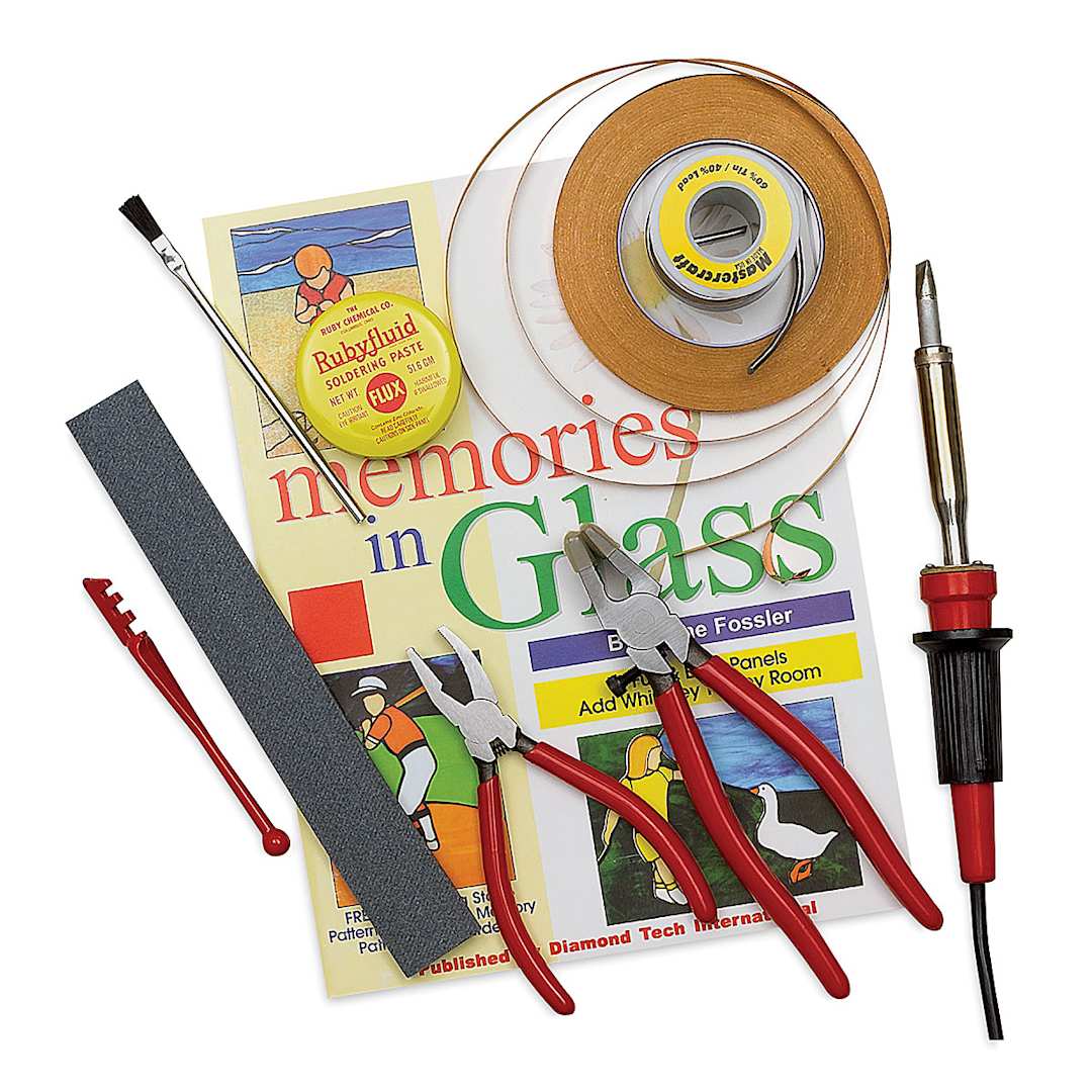 Open in modal - Jennifer's Mosaics Stained Glass Class Kit - Components of kit shown
