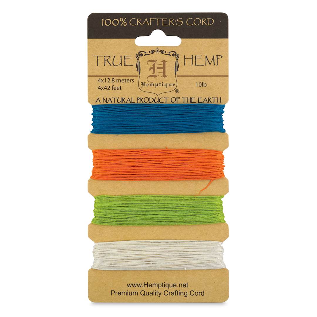 Open in modal - Hemptique Hemp Cord Card - Front view of 4 Bright Colors Card