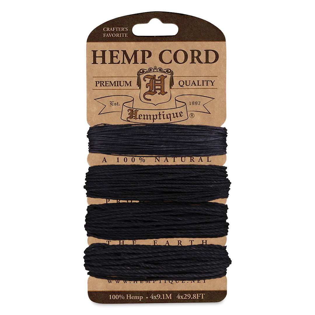 Open in modal - Hemptique Hemp Cord Card - Multi-Weight Black Colors, 104 ft, 10 - 48 lb
