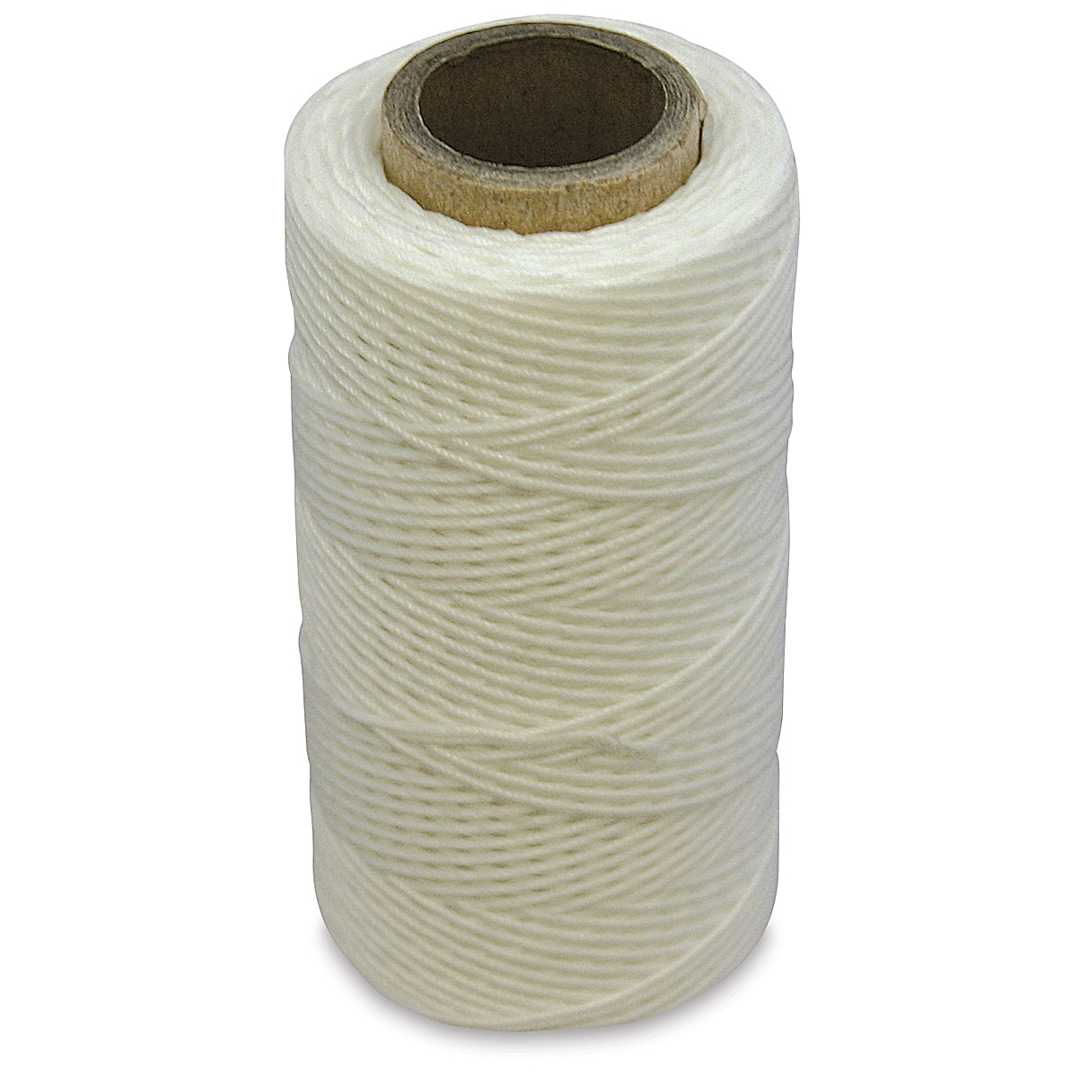 Open in modal - Realeather Waxed Thread - Top angled view of spool of White Waxed Thread