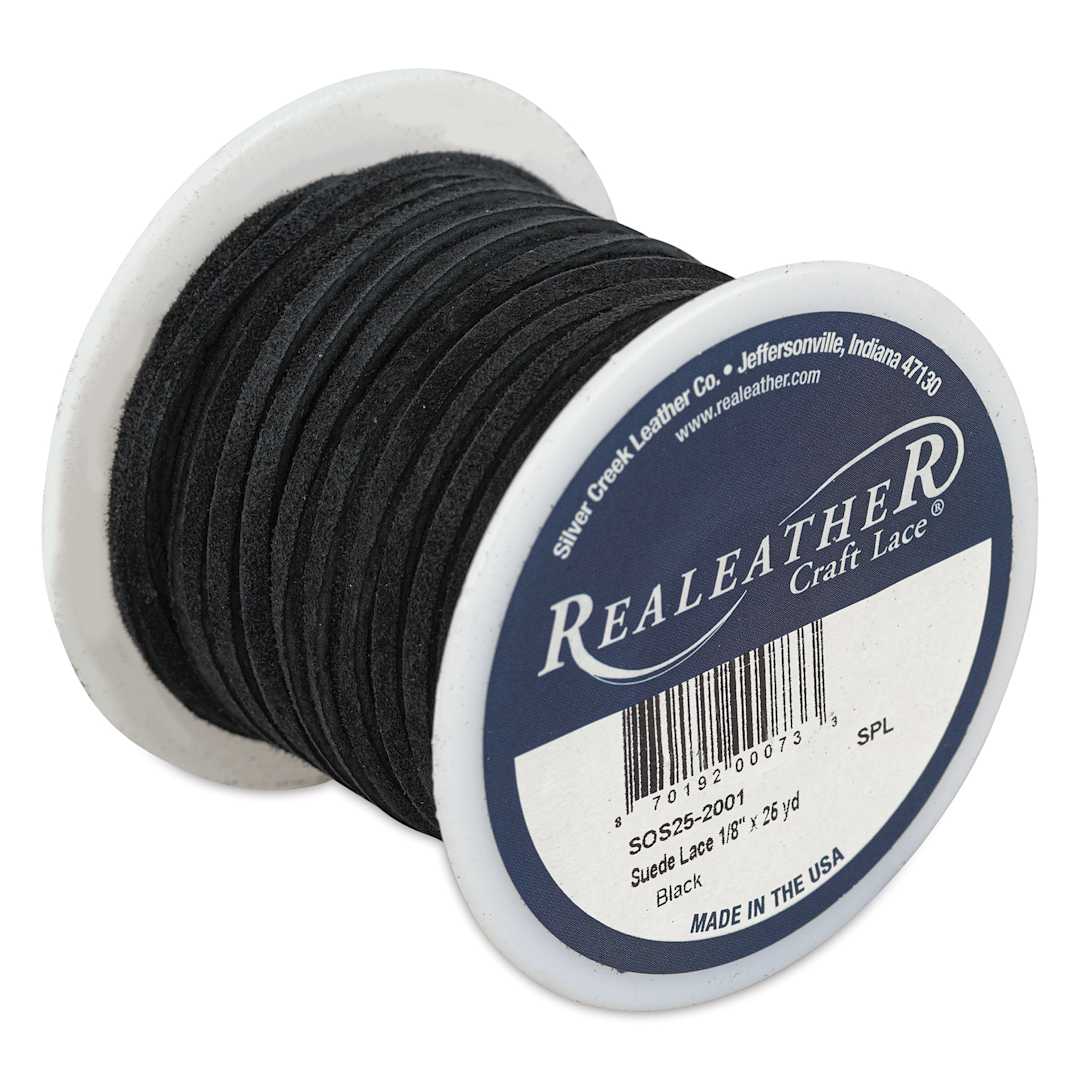 Open in modal - Realeather Suede Lace - 1/8" x 75 ft, Black