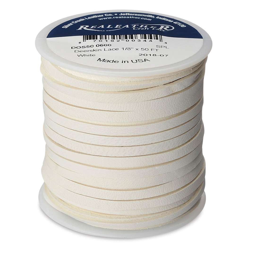 Open in modal - Realeather Deerskin Lace - 1/8" x 50 ft, White