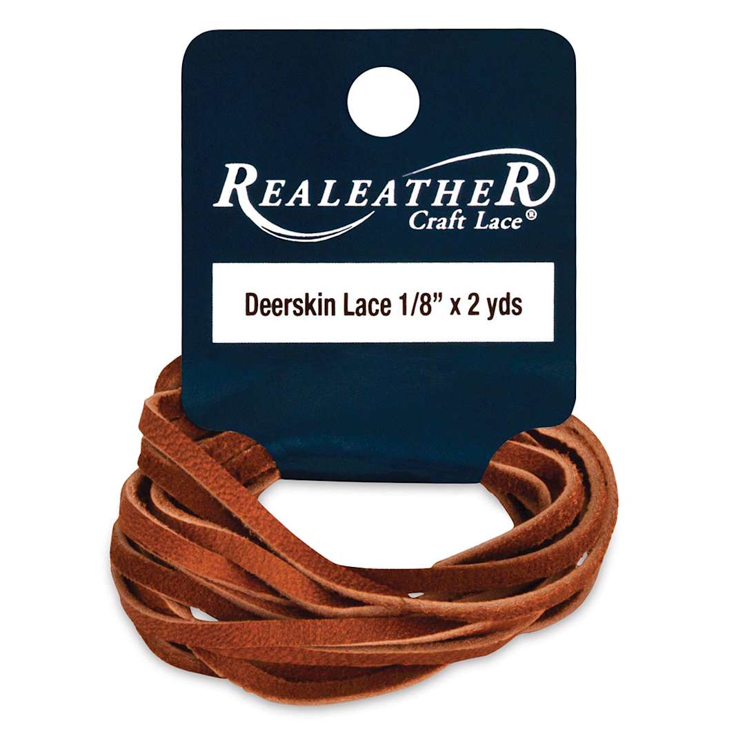 Open in modal - Realeather Deerskin Lace - 1/8" x 6 ft, Saddle Tan