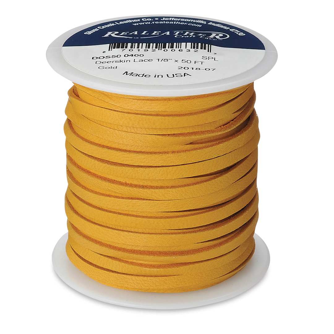 Open in modal - Realeather Deerskin Lace - 1/8" x 50 ft, Gold