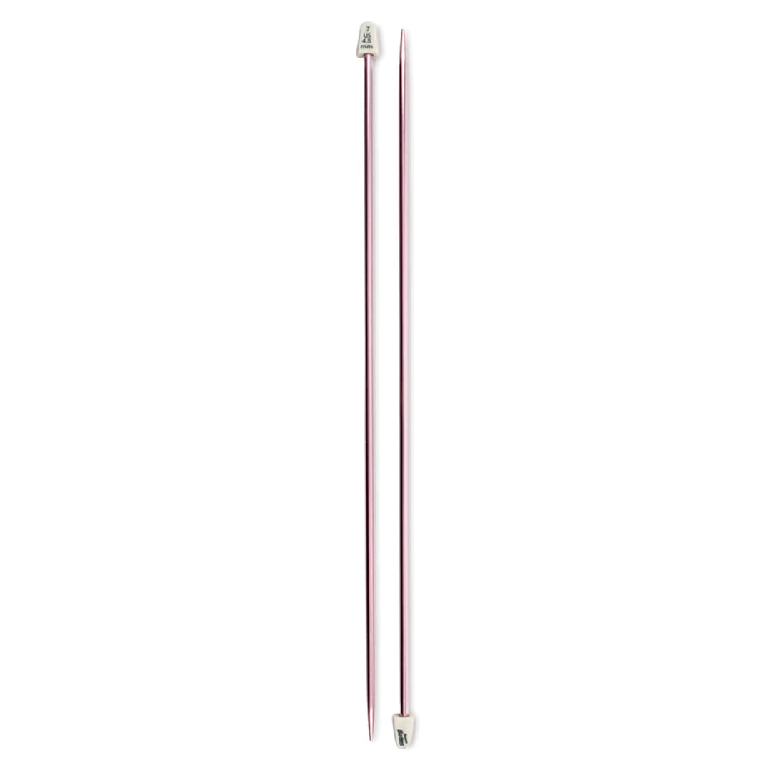Open in modal - Susan Bates Silvalume Single Point Knitting Needles - Pkg of 2, 10", Size 7 - upright