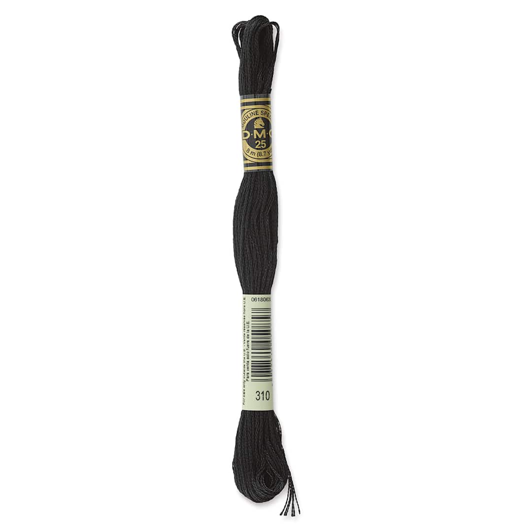 Open in modal - DMC Cotton Embroidery Floss - Black, 8-3/4 yards (Front of label)