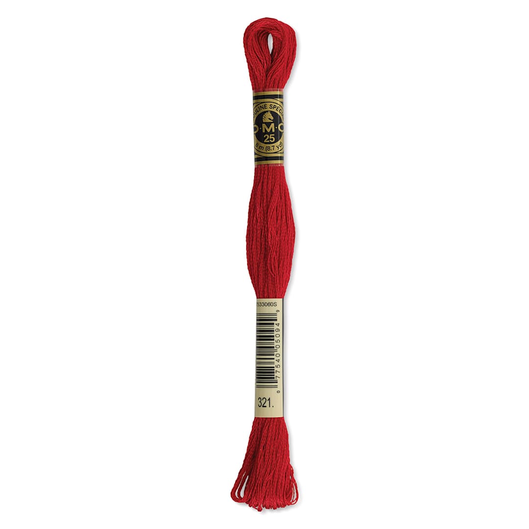 Open in modal - DMC Cotton Embroidery Floss - Red, 8-3/4 yards (Front of label)