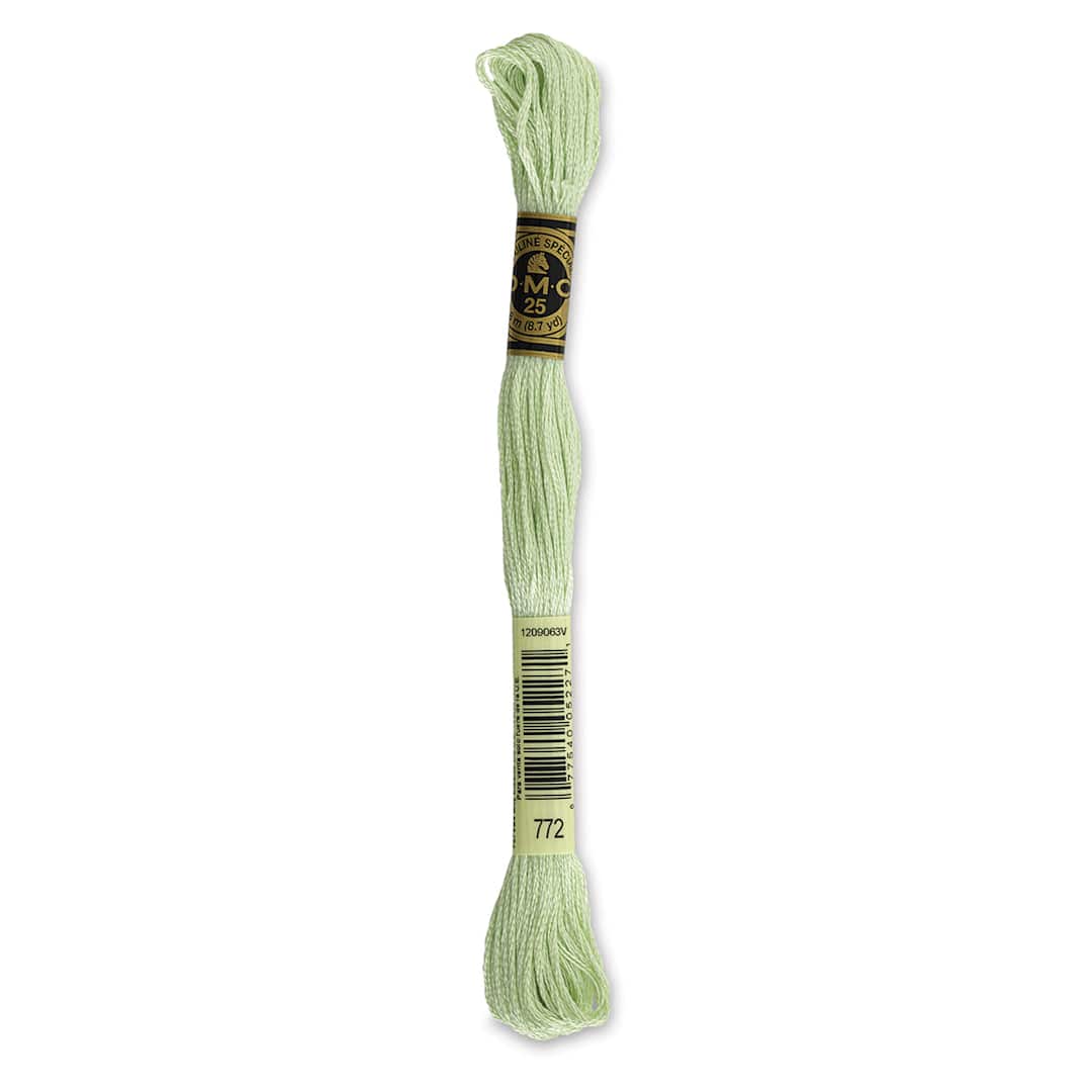 Open in modal - DMC Cotton Embroidery Floss - Very Light Yellow Green, 8-3/4 yards (Front of label)