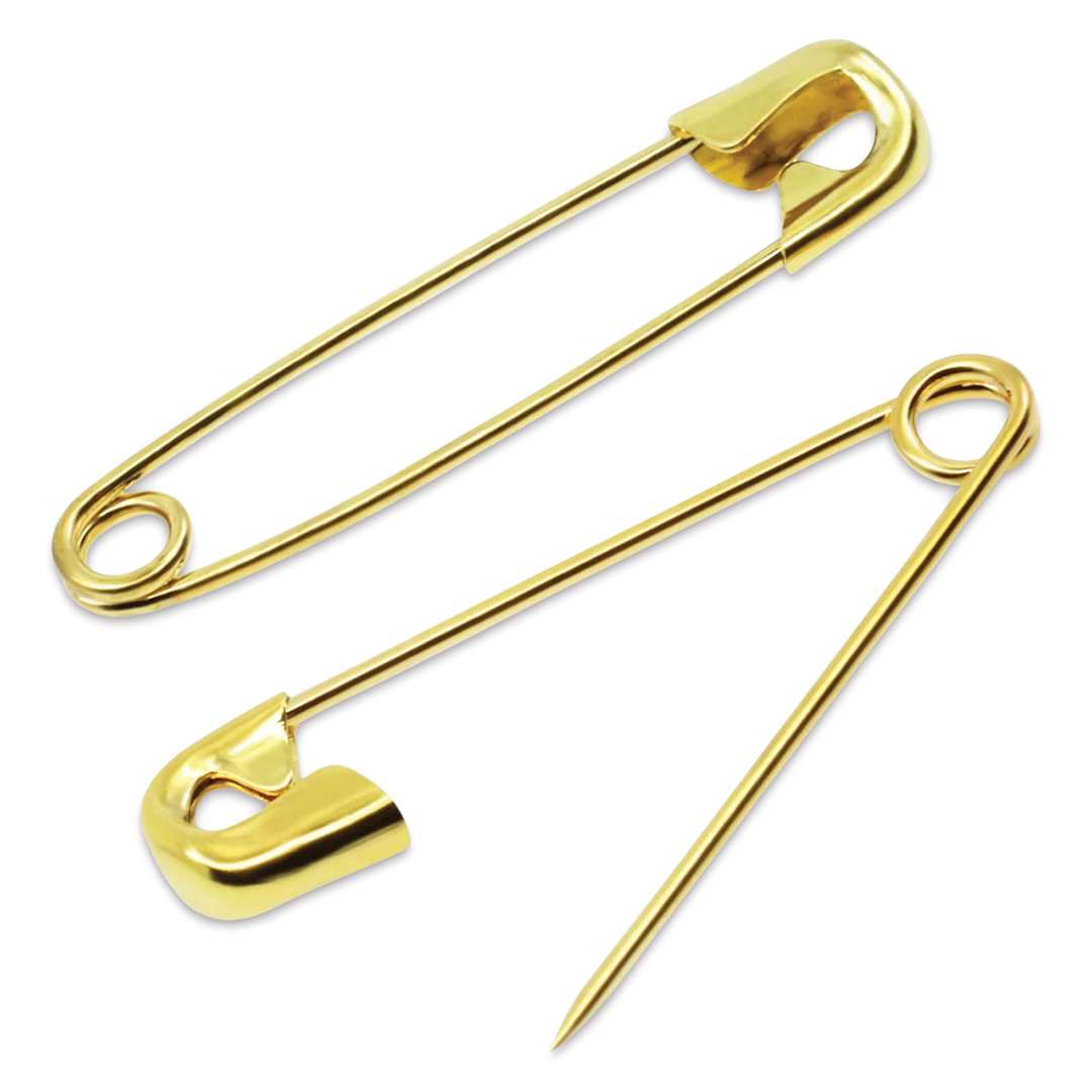 Open in modal - Dritz Safety Pins - Brass, Size 0, Pkg of 15 single pin closed and open