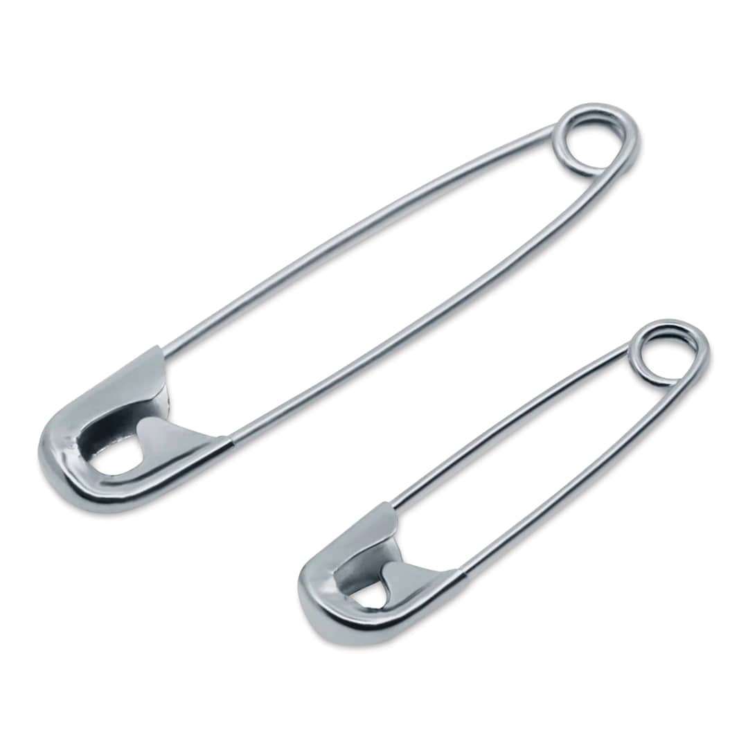 Open in modal - Dritz Safety Pins - Nickel, Assorted Sizes, Pkg of 10 one pin of each size