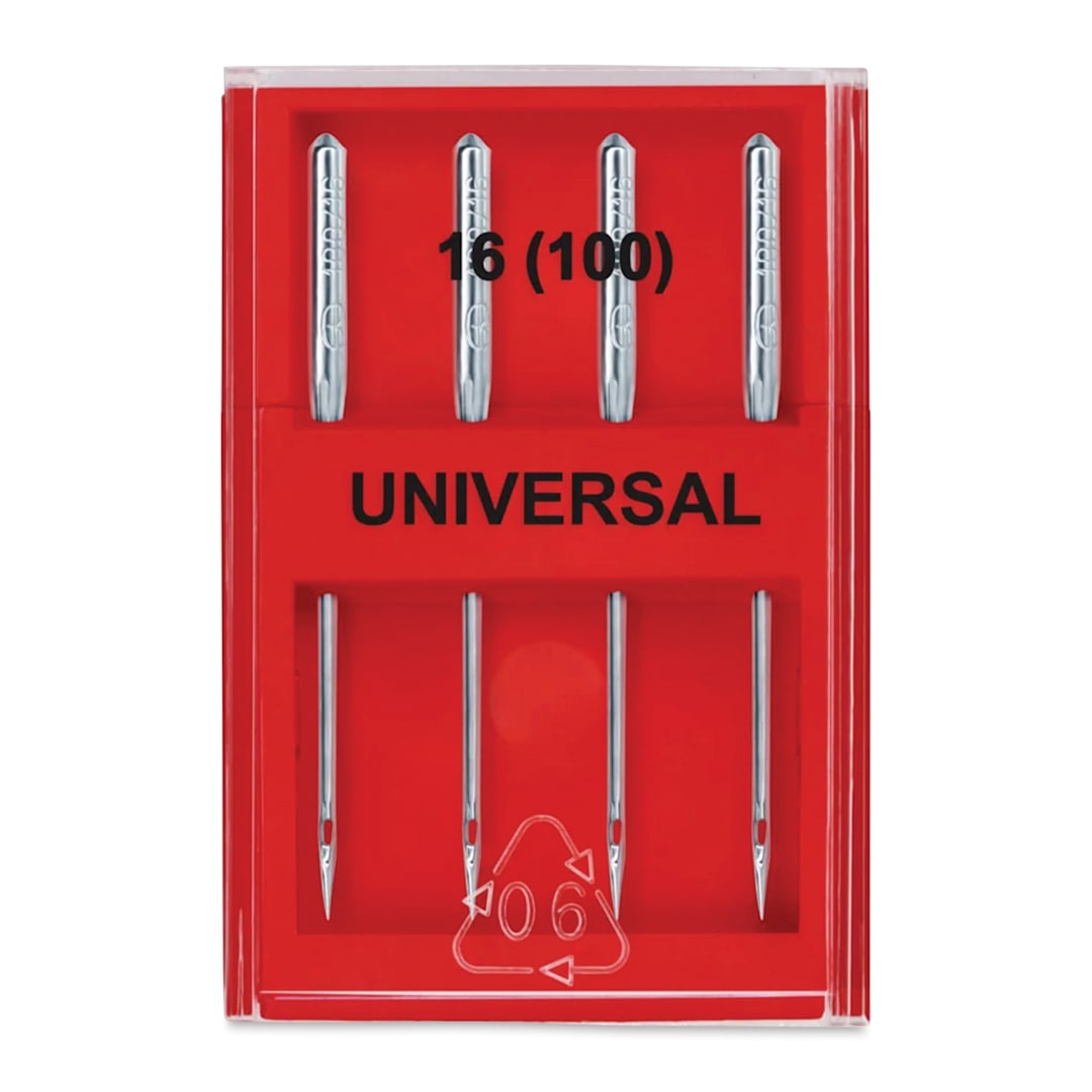 Open in modal - Dritz Universal Machine Needles - Size 16, Pkg of 4 top view of needle case