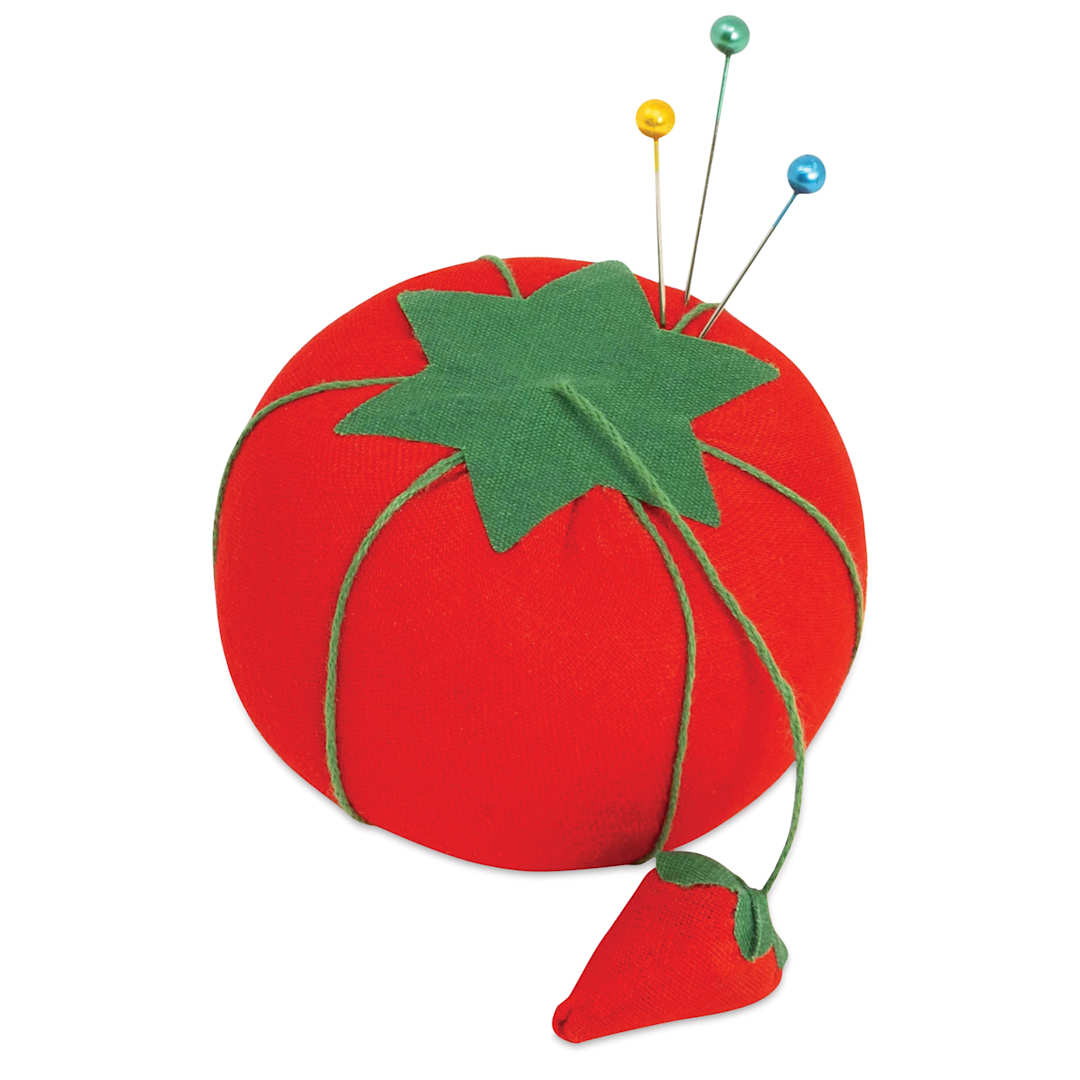 Open in modal - Dritz Tomato Pin Cushion - 2-3/4" with three pearlized pins (not included)