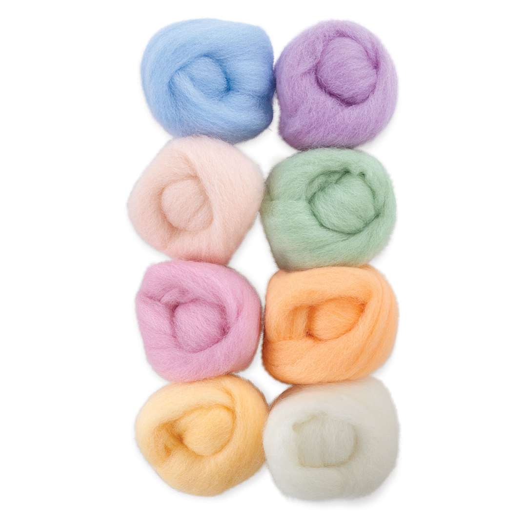 Open in modal - Wistyria Editions 100% Wool Roving - Soft Pastel, Pkg of 8