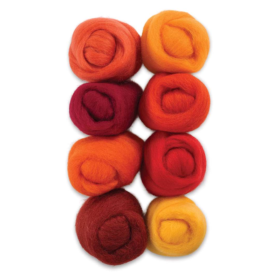 Open in modal - Wistyria Editions 100% Wool Roving - Fire, Pkg of 8