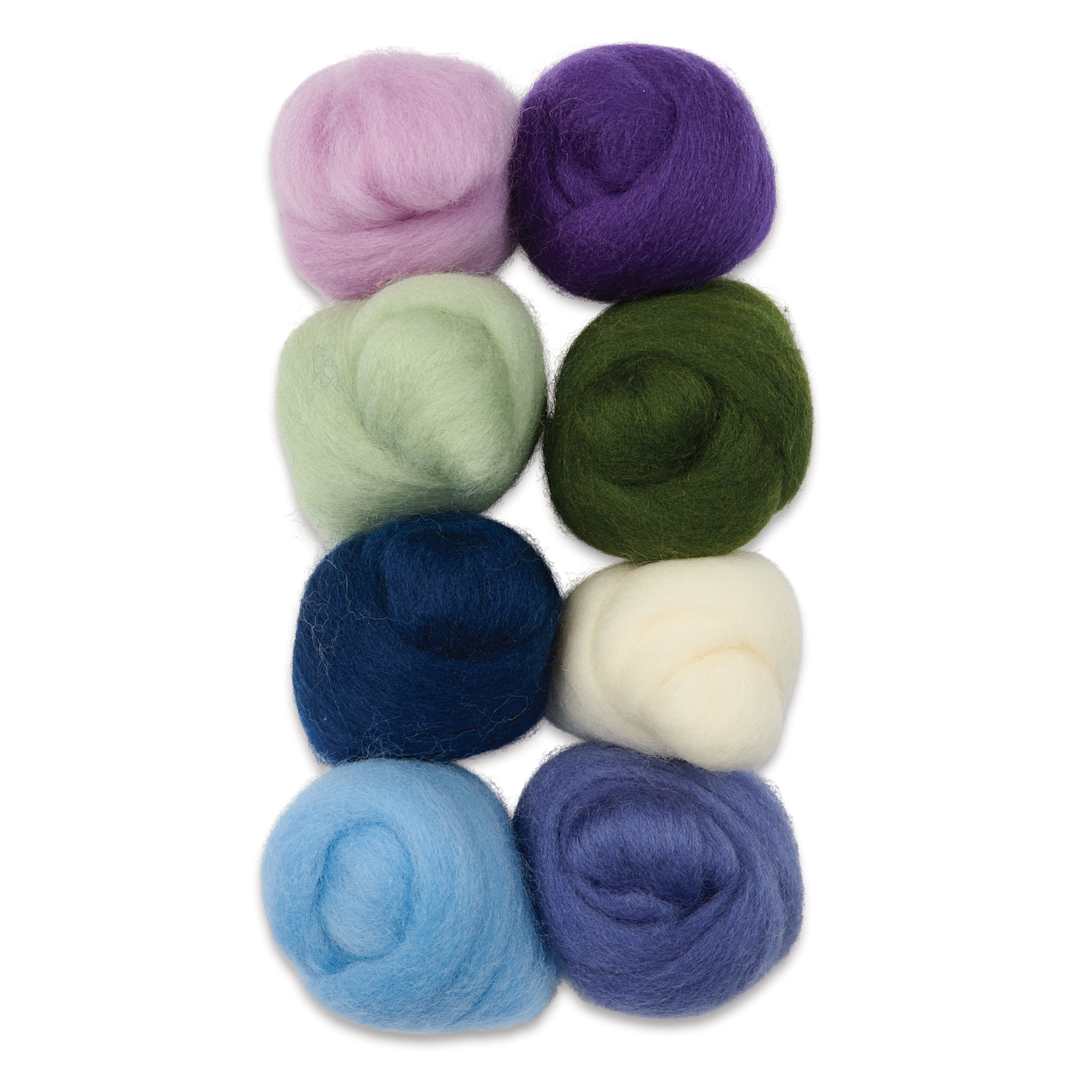 Open in modal - Wistyria Editions 100% Wool Roving - Hydrangeas, Pkg of 8