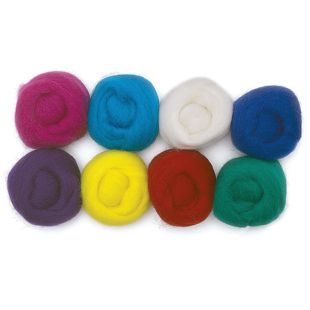 Open in modal - Wistyria Editions Wool Roving - Primaries, Pkg of 8