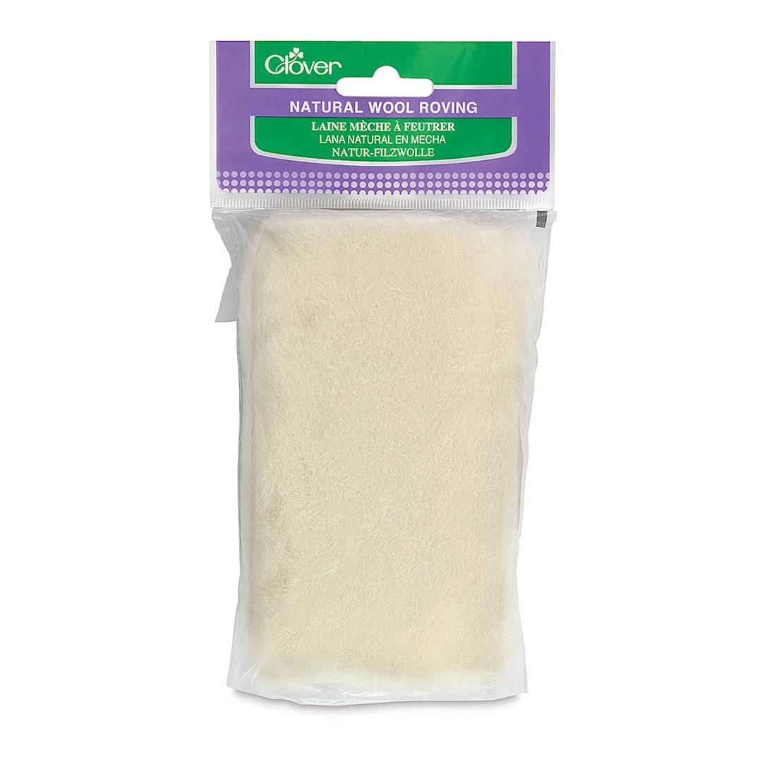 Open in modal - Clover Natural Wool Roving - Front of package of Off White Color Roving