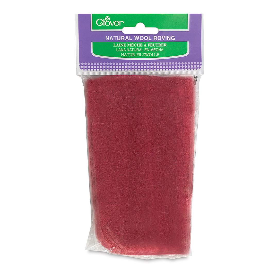 Open in modal - Clover Natural Wool Roving - Front of package of Red Color Roving