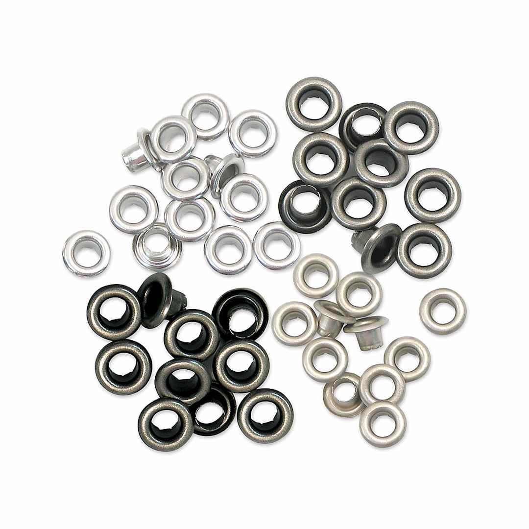 Open in modal - We R Memory Keepers Eyelets - Cool Metal Assortment, Standard, Pkg of 60
