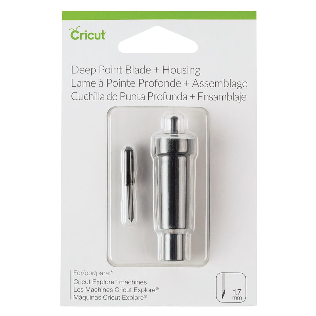Open in modal - Cricut Blade - Front of package of Deep Point Blade with Housing 