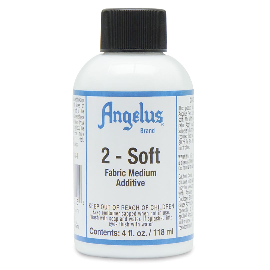 Open in modal - Angelus 2-Soft Fabric Medium - Front view of 4 oz bottle