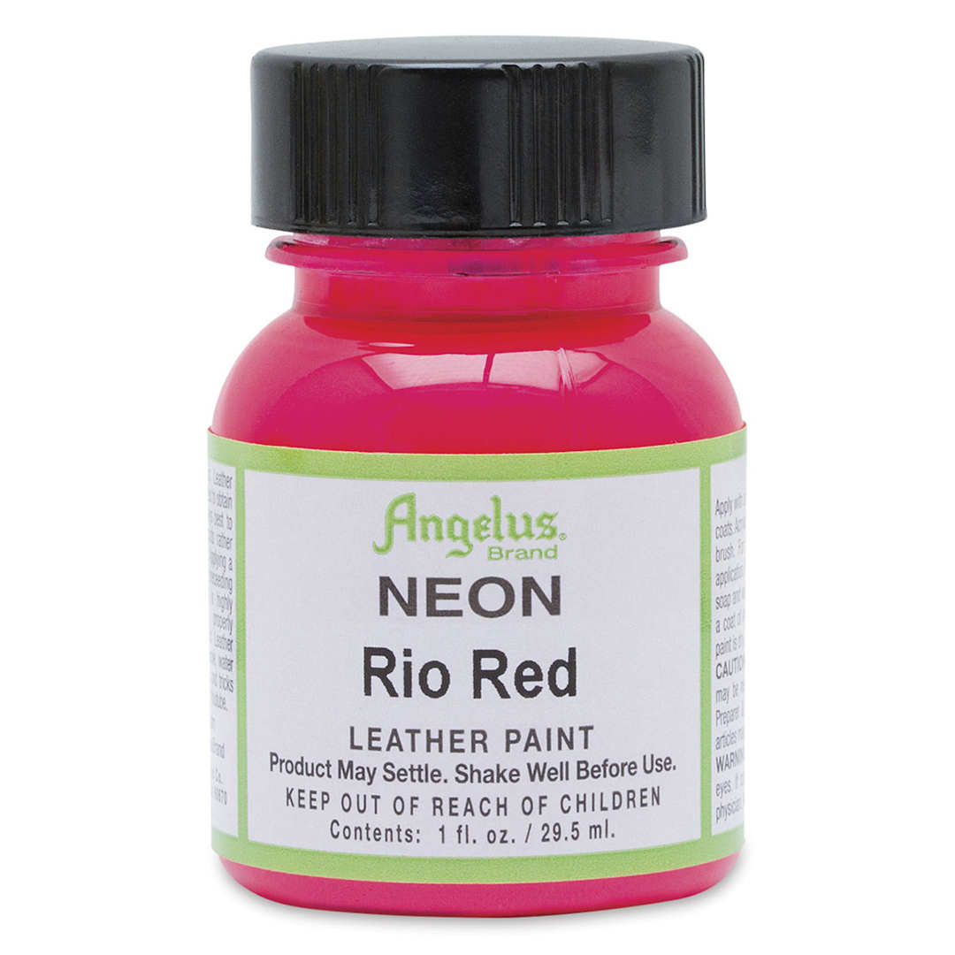 Open in modal - Angelus Acrylic Leather Paint - Neon Rio Red, 1 oz