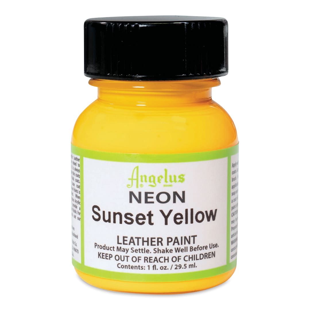 Open in modal - Angelus Acrylic Leather Paint - Neon Sunset Yellow, 1 oz