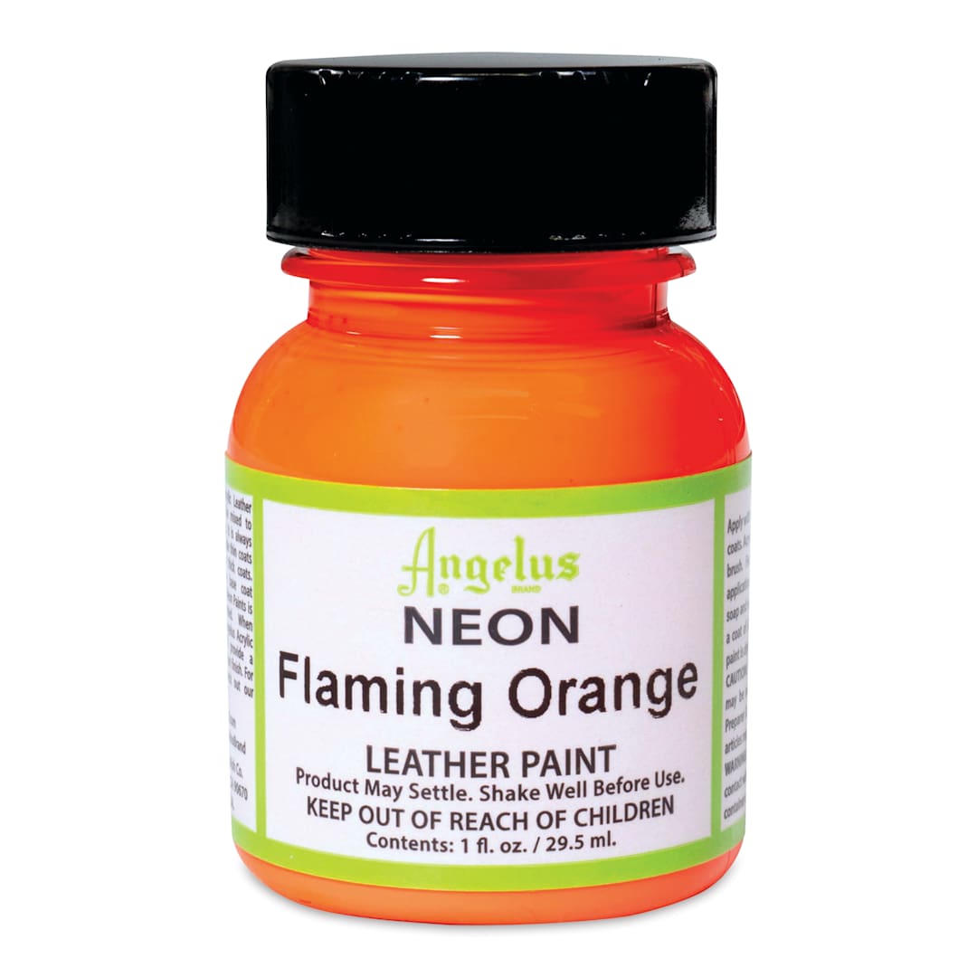 Open in modal - Angelus Acrylic Leather Paint - Neon Flaming Orange, 1 oz