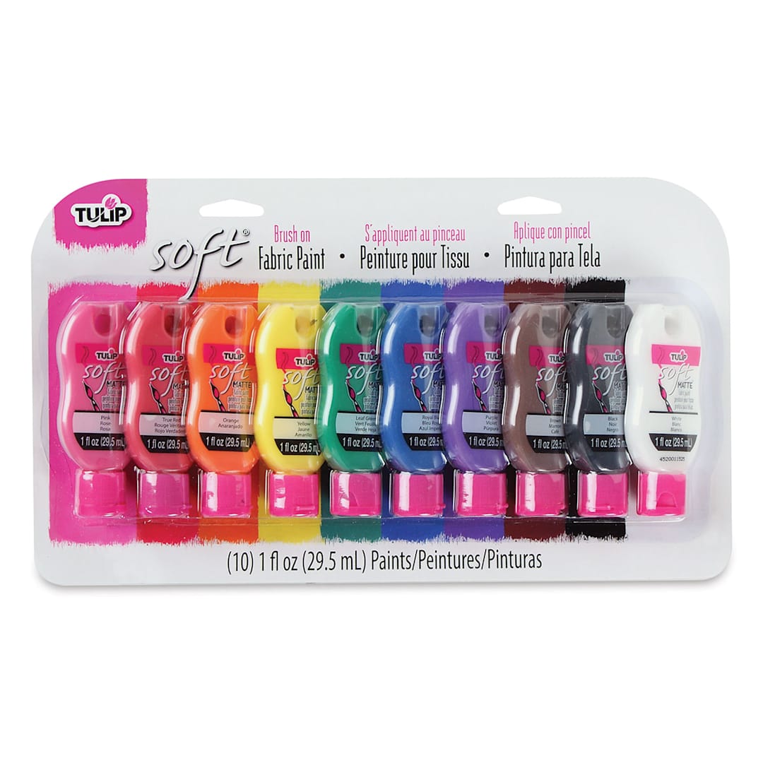 Open in modal - Tulip Soft Fabric Paint Sets - Front of package of Set of 10 Colors