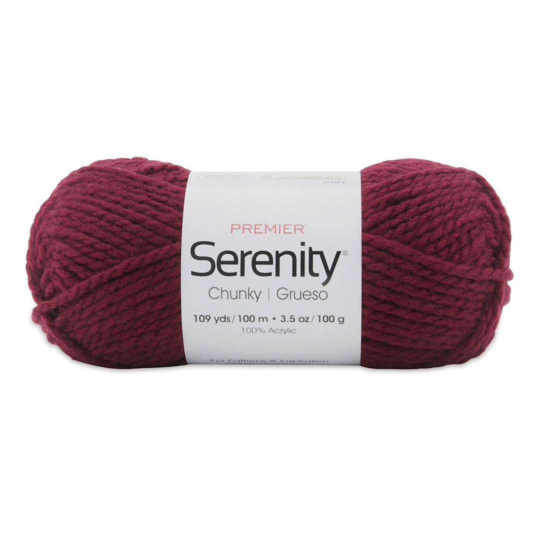 Open in modal - Premier Yarn Serenity Chunky Solids Yarn - Wine, 109 yds