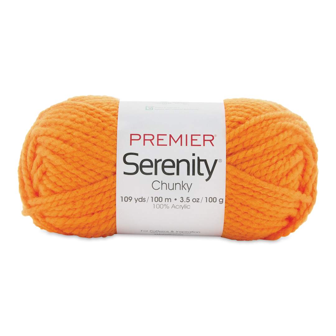 Open in modal - Premier Yarn Serenity Chunky Solids Yarn - Bright Orange, 109 yds