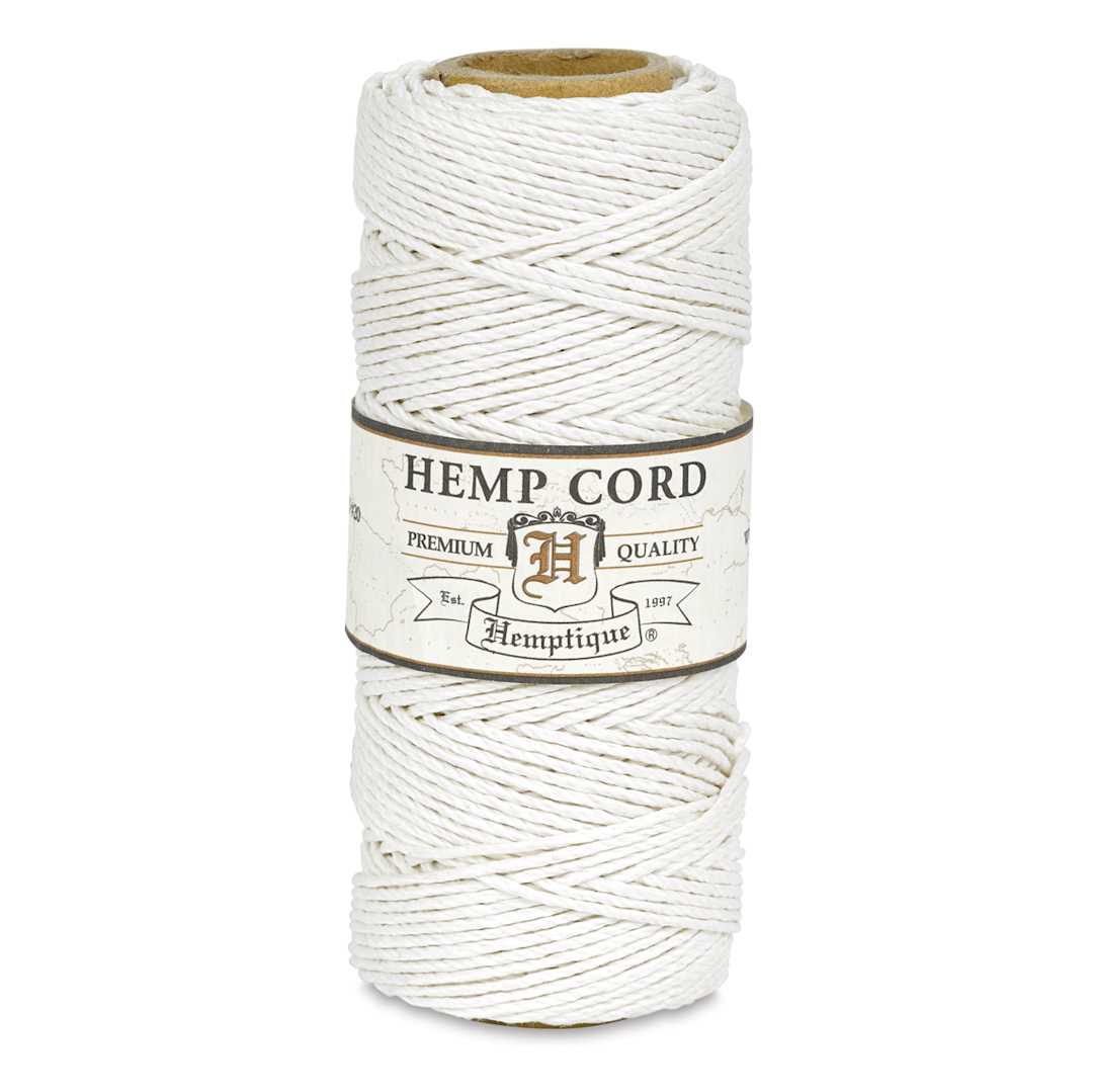 Open in modal - Hemptique Hemp Cord Spools - Front of single White spool of Hemp cord