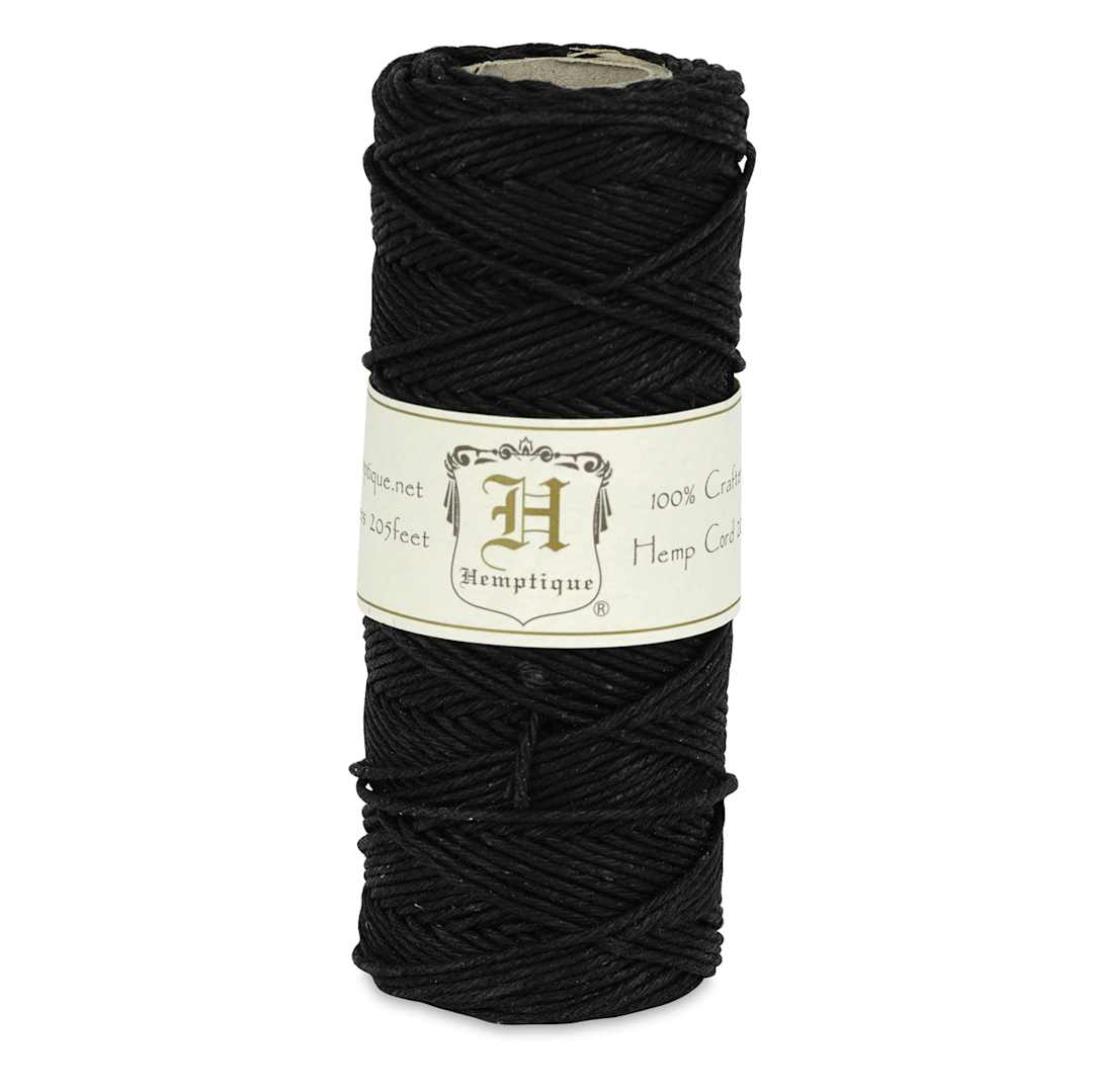 Open in modal - Hemptique Hemp Cord Spools - Front of single Black spool of Hemp cord