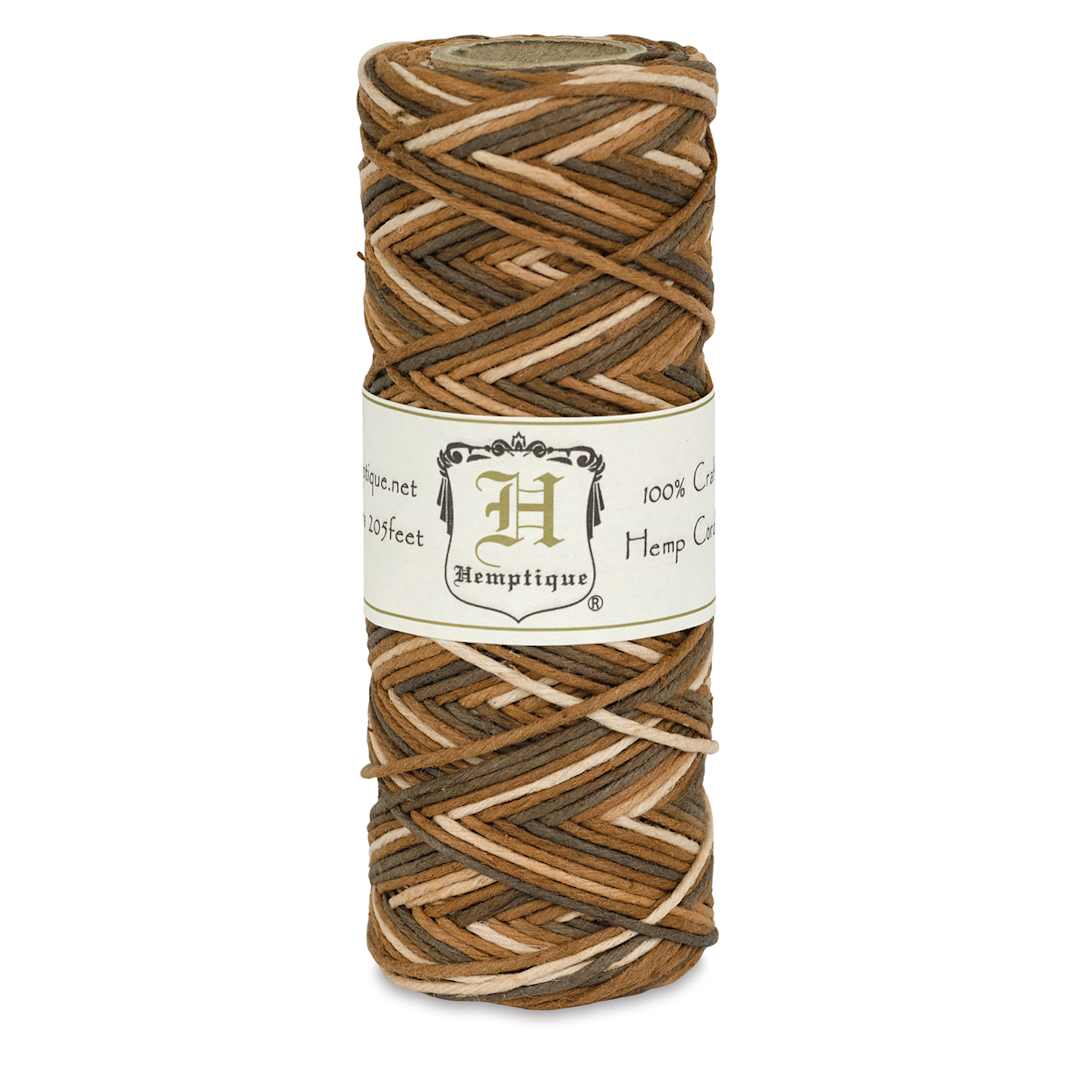 Open in modal - Hemptique Hemp Cord Spools - Front of single Variegated Earthy spool of Hemp cord