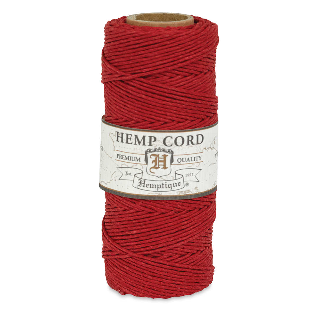 Open in modal - Hemptique Hemp Cord Spools - Front of single Red spool of Hemp cord