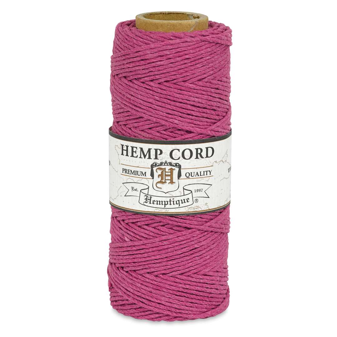 Open in modal - Hemptique Hemp Cord Spools - Front of single Dark Pink spool of Hemp cord