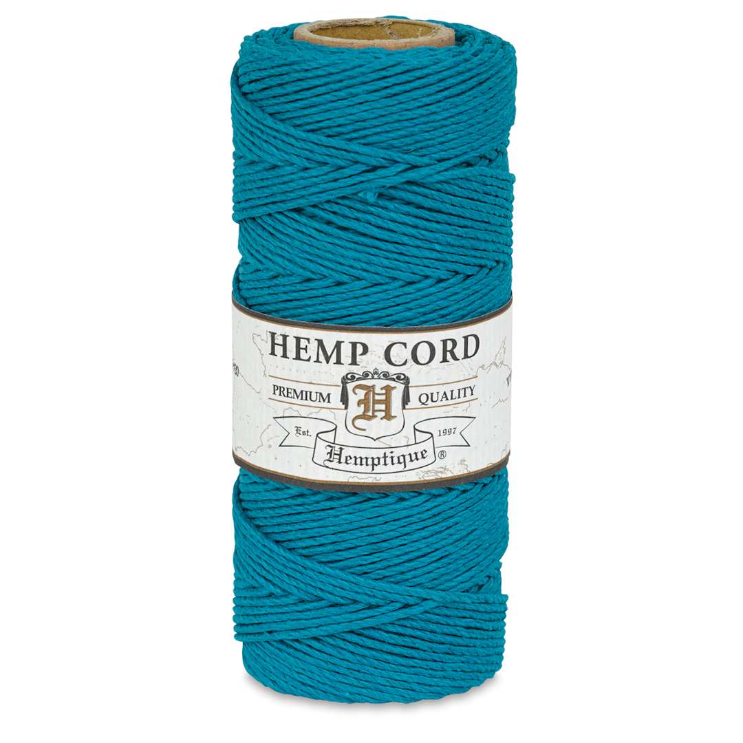 Open in modal - Hemptique Hemp Cord Spools - Front of single Turquoise spool of Hemp cord