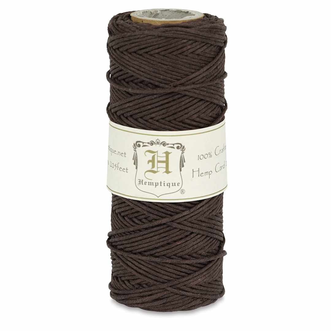 Open in modal - Hemptique Hemp Cord Spools - Front of single Dark Brown spool of Hemp cord